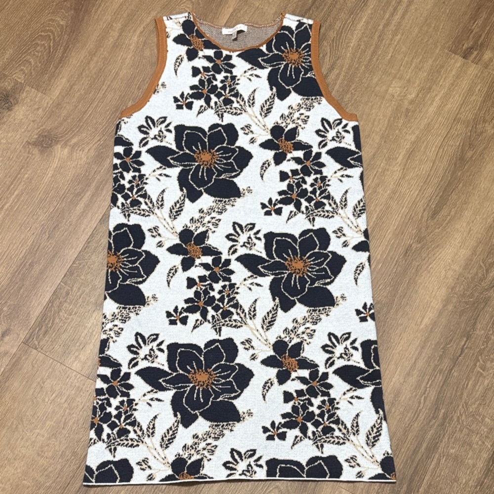 Skies Are Blue Sleeveless Floral Knit Shift Dress Size Small